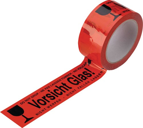 Warnklebeband PVC Vorsicht Glas Länge 66 m Breite 48 mm rot Rolle ENVIROPACK