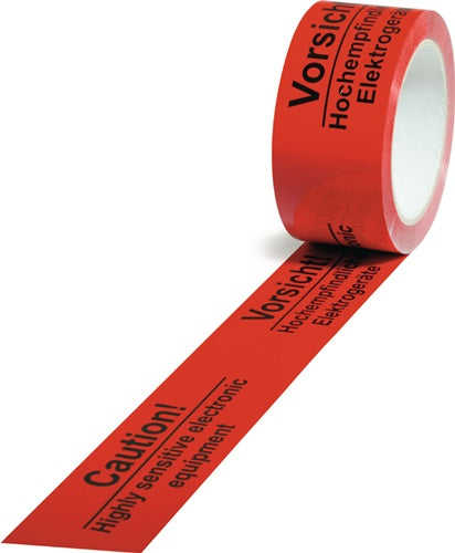 Warnklebeband PP Empfindliche Elektrogeräte Länge 66 m Breite 50 mm rot Rolle TRANSPAK