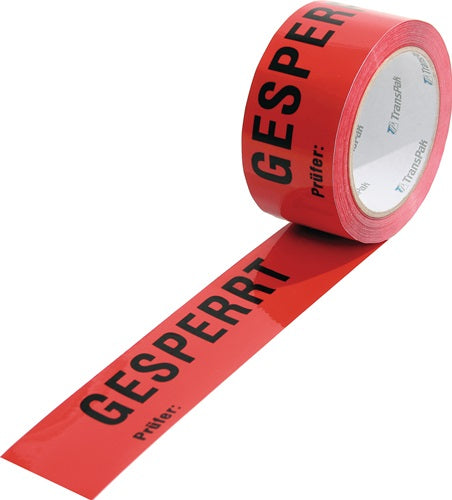 Warnklebeband PP Gesperrt Länge 66 m Breite 50 mm rot Rolle TRANSPAK