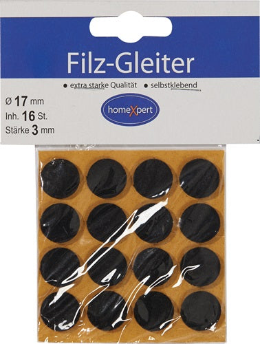 Filzgleiter 17 mm Filz braun selbstklebend 16 St/SB-Karte