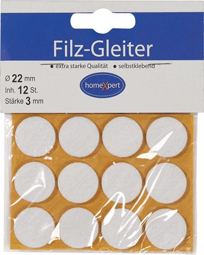 Filzgleiter 22 mm Filz weiß selbstklebend 12 St/SB-Karte
