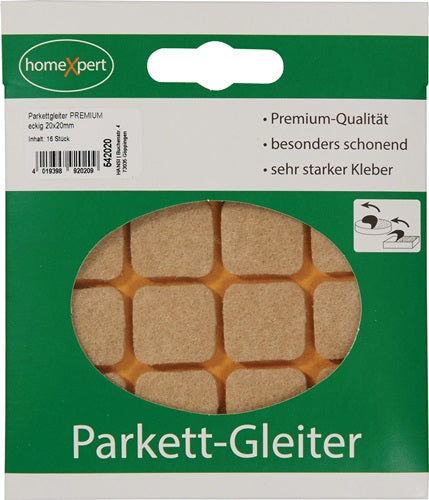 Parkettgleiter Premium 20 x 20 mm Filz natur eckig selbstklebend