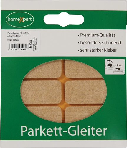 Parkettgleiter Premium 20 x 40 mm Filz natur eckig selbstklebend