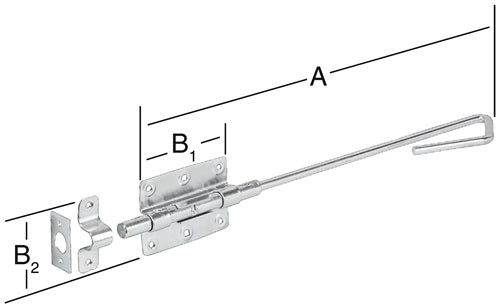 Bolzenstangenriegel Stahl blau verzinkt Länge 400 mm Breite 100 mm Bolzen-Ø 16 mm VORMANN