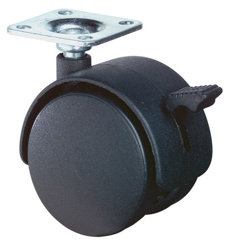 Kunststoffdoppelrolle mit Feststeller Rad-Ø 50 mm Tragfähigkeit 40 kg mit Anschraubplatte Polyamid BS ROLLEN
