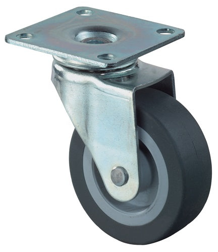 Lenkrolle Rad-Ø 50 mm Tragfähigkeit 40 kg mit Anschraubplatte thermoplastischer Gummi grau BS ROLLEN