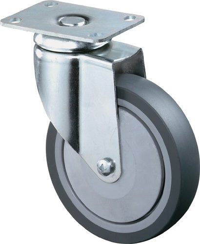 Lenkrolle Rad-Ø 125 mm Tragfähigkeit 100 kg mit Anschraubplatte Gummi grau BS ROLLEN