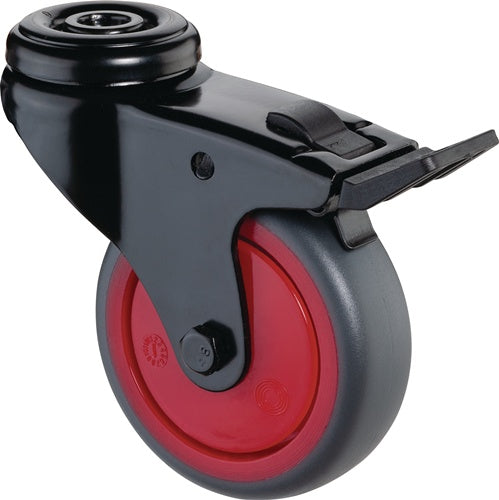 Lenkrolle mit Feststeller Rad-Ø 50 mm Tragfähigkeit 50 kg mit Totalfeststeller Gummi grau BS ROLLEN