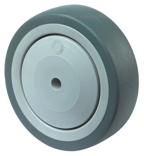 Ersatzrad Rad-Ø 125 mm Tragfähigkeit 100 kg Gummi grau Achs-Ø 8 mm Nabenlänge 365 mm BS ROLLEN