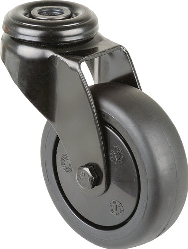 Lenkrolle Rad-Ø 75 mm Tragfähigkeit 60 kg mit Rückenloch Kunststoff Kugellager Gummi schwarz BS ROLLEN
