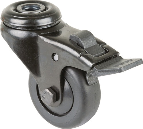 Lenkrolle mit Feststeller Rad-Ø 50 mm Tragfähigkeit 50 kg mit Totalfeststeller Gummi schwarz BS ROLLEN