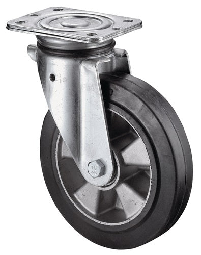 Schwerlastlenkrolle Rad-Ø 200 mm Tragfähigkeit 450 kg Gummi 138 mm 110 mm BS ROLLEN