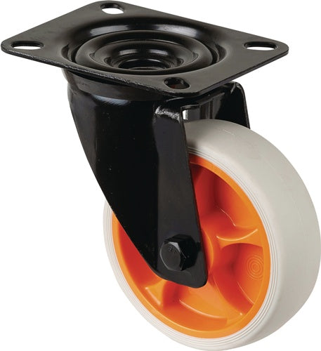 Lenkrolle Rad-Ø 100 mm Tragfähigkeit 110 kg Lenkrollen Gummi Platte L104xB80 mm Farbe Rolle hellgrau BS ROLLEN