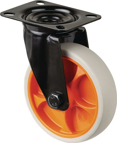 Lenkrolle Rad-Ø 125 mm Tragfähigkeit 120 kg Lenkrollen Gummi Platte L104xB80 mm Farbe Rolle hellgrau BS ROLLEN