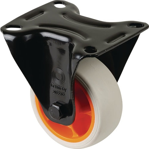 Bockrolle Rad-Ø 80 mm Tragfähigkeit 100 kg Gummi Platte L104xB80 mm Farbe Rolle hellgrau BS ROLLEN