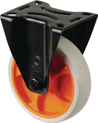 Bockrolle Rad-Ø 125 mm Tragfähigkeit 120 kg Gummi Platte L104xB80 mm Farbe Rolle hellgrau BS ROLLEN