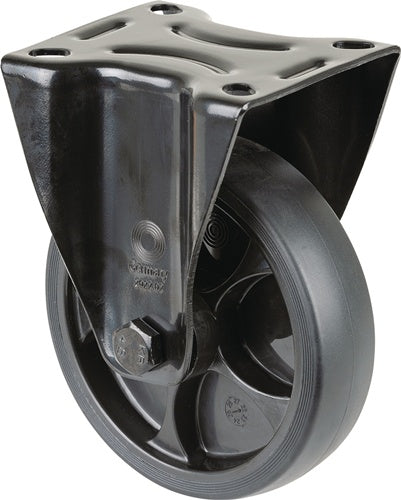 Bockrolle Rad-Ø 125 mm Tragfähigkeit 120 kg Gummi Platte L104xB80 mm Farbe Rolle schwarz BS ROLLEN