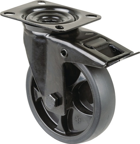 Lenkrolle Rad-Ø 125 mm Tragfähigkeit 120 kg mit Feststeller Gummi 104x80mm schwarz BS ROLLEN