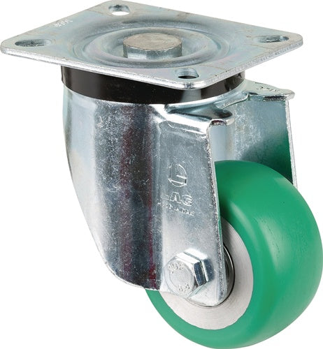 Lenkrolle Rad-Ø 80 mm Tragfähigkeit 170 kg Polyurethan Platte L105xB85 mm Farbe Rolle grün BS ROLLEN