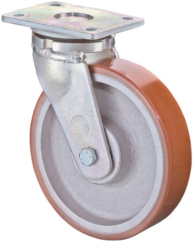 Schwerlast-Lenkrolle Rad-Ø 250 mm Tragfähigkeit 1300 kg Guß-Polyurethan Platte L138xB110 mm BS ROLLEN