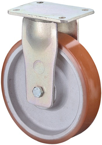 Schwerlast-Bockrolle Rad-Ø 200 mm Tragfähigkeit 1000 kg Guß-Polyurethan Platte L138xB110 mm BS ROLLEN