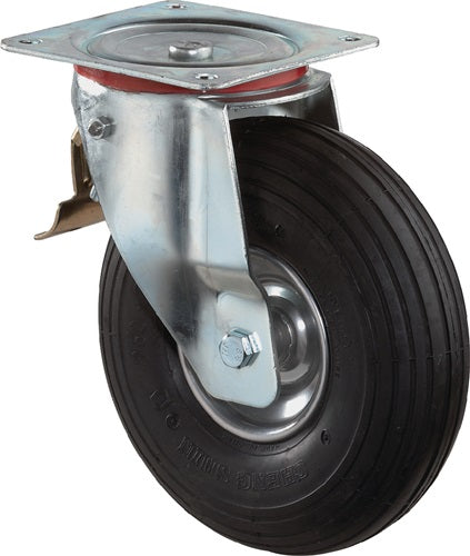 Luftrad Rad-Ø 200 mm Tragfähigkeit 75 kg mit Anschraubplatte Lenkrolle Luftbereifung schwarz BS ROLLEN