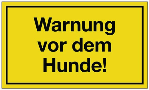 Hinweißzeichen Warnung vor dem Hunde L250xB150 mm gelb schwarz Kunststoff