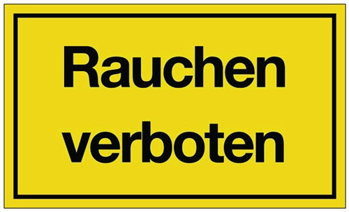 Hinweißzeichen Rauchen verboten L250xB150 mm gelb schwarz Kunststoff