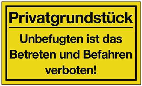 Hinweißzeichen Privatgründstück L400xB250 mm gelb schwarz Kunststoff