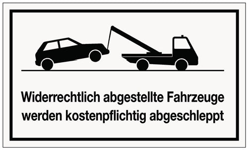 Hinweißzeichen Widerrechtliches Parken L250xB150 mm weiß schwarz Kunststoff