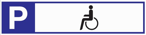 Parkplatzbeschilderung Parkplatz für Behinderte L460xB110 mm Aluminium weiß/blau/schwarz
