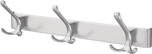 Huthakenleiste 0822-0823 3 Haken Ausladung 96 mm Leichtmetall silberfarbig eloxiert Höhe 102 mm HERMETA