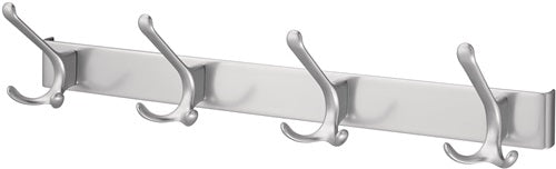 Huthakenleiste 0822-0824 4 Haken Ausladung 96 mm Leichtmetall silberfarbig eloxiert Höhe 102 mm HERMETA