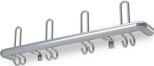 Wandgarderobe Aluminium F1 naturfarbig 5 Hut-/10 Mantelhaken Länge 1000 mm Hakenabstand 200 mm