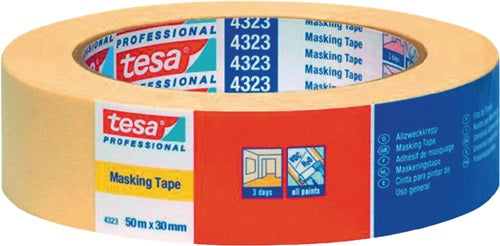Kreppband 4323 leicht gekreppt hellbeige Länge 50 m Breite 30 mm Rolle TESA - VPE: 10