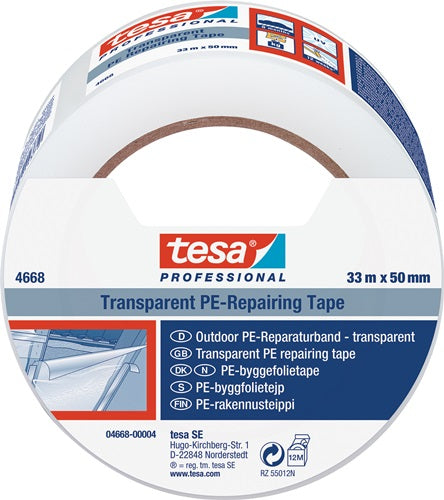 Folienreparaturband tesaband® 4668 transparent Länge 33 m Breite 50 mm Rolle TESA – Ansicht 3