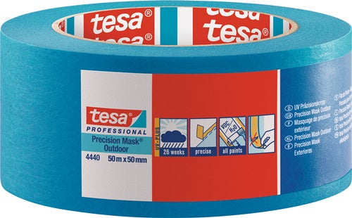 Präzisionskrepp 4440 Außen UV PLUS glatt blau Länge 50 m Breite 50 mm Rolle TESA - VPE: 3