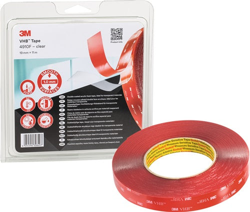 Montageband VHB Tape 4910F transparent Länge 11 m Breite 19 mm Rolle 3M