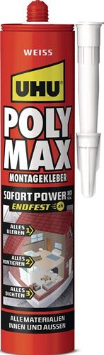 Kleb- und Dichtstoff POLY MAX 10 SEK SOFORT POWER weiß 425 g Kartusche UHU