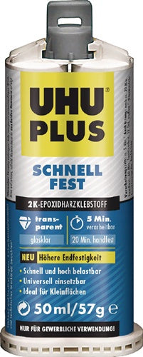 2K-Epoxidharzklebstoff PLUS SCHNELLFEST 57 g farblos Doppelkartusche UHU