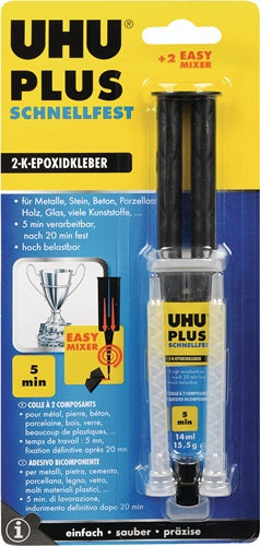 2K-Epoxidharzklebstoff PLUS SCHNELLFEST 155 g farblos Doppelspritze UHU