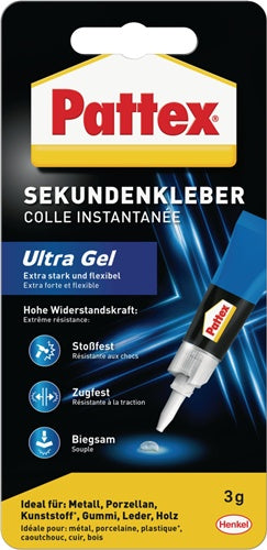 Sekundenkleber Ultra Gel 3 g farblos Tube PATTEX