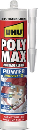 Kleb- und Dichtstoff POLY MAX POWER glasklar 300 g Kartusche UHU