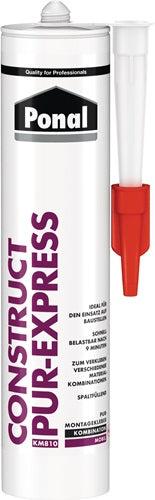 Montagekleber Construct PUR-Express EN 204: D4 perlweiß 440 g Kartusche PONAL