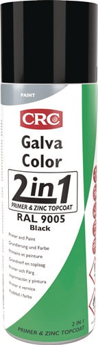 Farbschutzlackspray 2 in 1 GALVACOLOR tiefschwarz RAL 9005 matt 500 ml Spraydose CRC