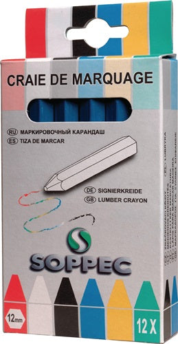 Markierkreide blau unpapiert 12 Stück / Schachtel SOPPEC