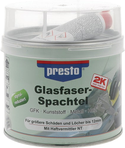 2K-Glasfaserspachtel grau-grün Härter rot 1000 g Dose PRESTO