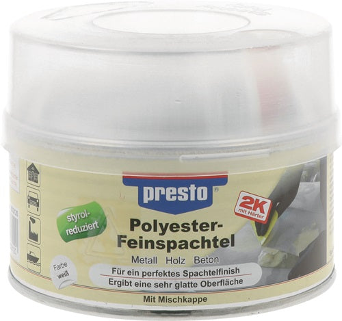 2K-Feinspachtel weiß Härter rot 500 g Dose PRESTO