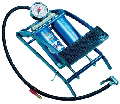 Fußluftpumpe 5 bar Doppelzylinder mit Manometer