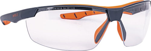 Schutzbrille Flexor Plus EN 166 Fassung: dunkelgrau-orange Scheibe: klar Polycarbonat INFIELD SAFETY